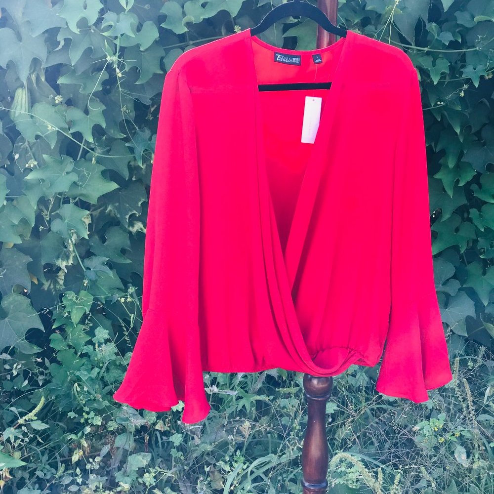 Red Bell Sleeved Blouse